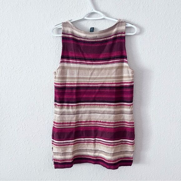 Lauren Ralph Lauren Sleeveless Sweater Tank Top Size PL Linen Striped Women’s - Picture 4 of 5